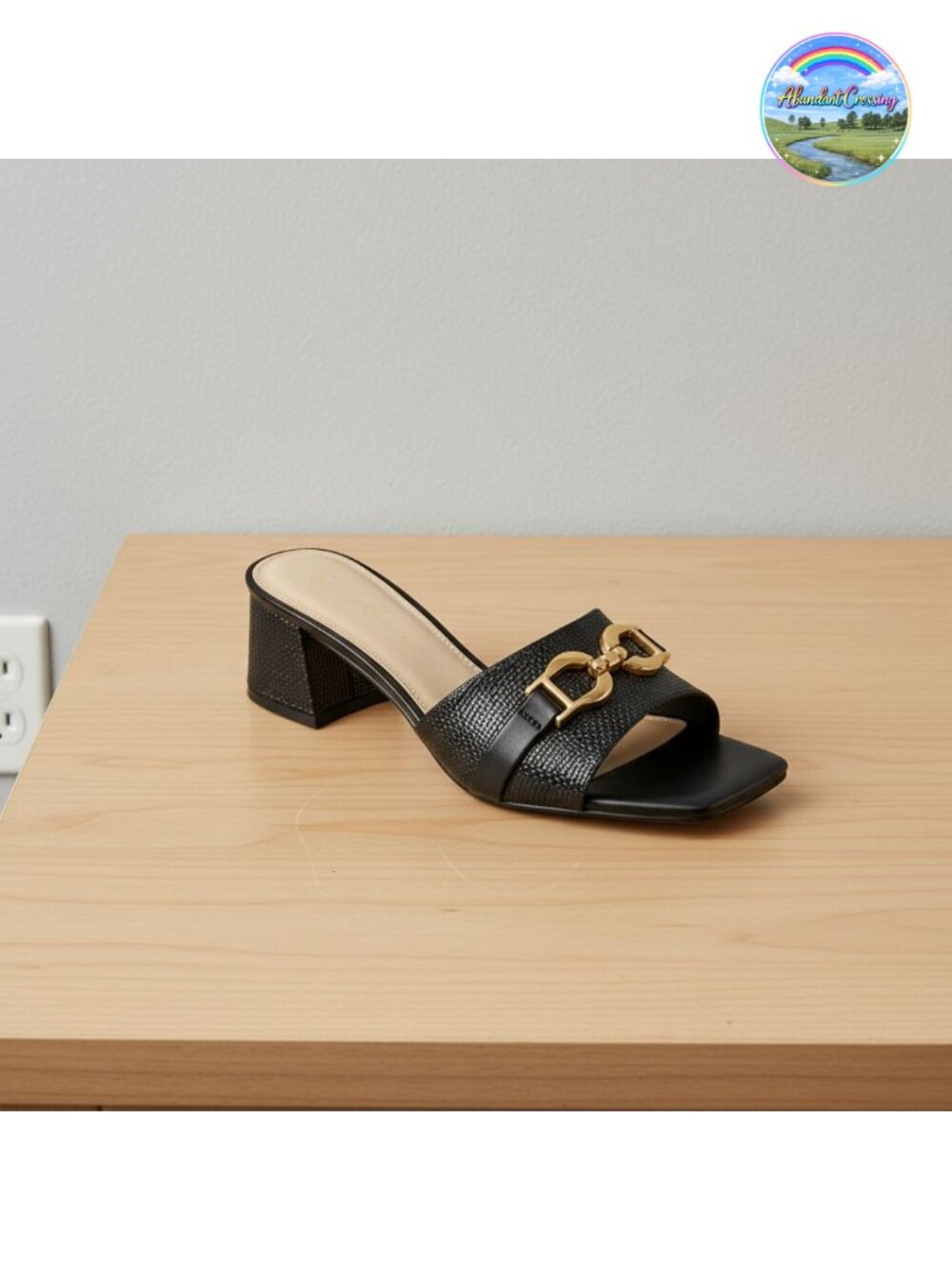 Raffia heeled sandals slip on chunky block heels